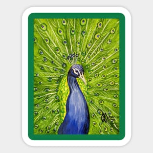 A peacock fanning out his feathers Sticker